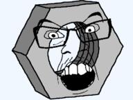 alternate angry glasses hex_nut hexagon mustache nut objectsoy open_mouth soyjak stubble variant:feraljak // 800x600 // 77.5KB