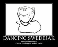 dance dancing_swede demotivational_poster ear full_body glasses meme smile soyjak soyjak_party stubble text variant:impish_soyak_ears // 750x600 // 50.4KB