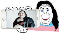 beard eyelashes fat holding_phone lipstick smug tranny transgender_flag variant:alicia // 2218x1237 // 340.5KB
