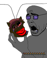 2soyjaks ball bite brown_skin crying dap_chhuon(user) food holding_object hunger_bar jimbo_(namefag) meta:namefags nose open_mouth red_lips scared smile speech_bubble subvariant:jartycuck variant:chudjak variant:talkingballsoyjak // 1080x1350 // 91.8KB