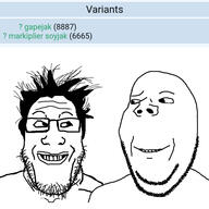 2soyjaks are_you_soying_what_im_soying bald closed_mouth glasses grin hair looking_at_each_other milestone smile soybooru stubble subvariant:wholesome_soyjak tag tags teeth variant:gapejak variant:markiplier_soyjak // 1920x1920 // 379.0KB