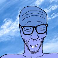 blue calm closed_eyes glasses gradient sky soyjak stubble teeth_showing variant:casnatus wrinkles // 800x800 // 458.8KB