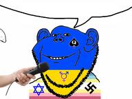 flag:minor_attracted_person flag:ukraine hand jewish_nose jewish_star judaism kill_fascists_and_whites map_(pedophile) microphone pedophile queen_of_spades smile soyjak speech_bubble_empty stubble swastika trans_rights ukraine variant:impish_soyak_ears // 1336x1000 // 448.8KB