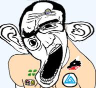 4chan arm bad_dragon banana boylover_symbol clothes coin deformed ear ear_surgery glasses hair large_ear mario merge mushroom nintendo open_mouth pedophile small_eyes soyjak stretched_mouth subvariant:chudjak_front the_gem_that_saved_the_sharty thick_eyebrows tshirt variant:chudjak variant:el_perro_rabioso video_game // 398x367 // 136.5KB