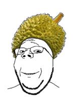 clothes durian food foodjak fruit glasses hat smile soyjak stubble subvariant:wholesome_soyjak variant:gapejak // 442x585 // 82.0KB