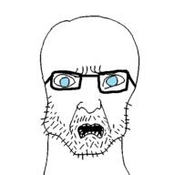 blue_eyes glasses open_mouth soyjak stubble variant:unknown // 500x502 // 12.2KB