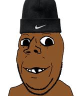 baby beanie black_baby black_skin clothes deformed hat large_eyes large_mouth nike nikes no_glasses smile soyjak subvariant:emmanuel variant:gapejak // 800x1000 // 209.4KB