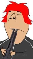 bachatota big_nose black_shirt brown_skin doomentio doomverse gun gunshot gunshot_wound jerry red_hair suicide sweater weapon // 600x1053 // 185.7KB