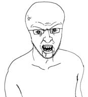 angry foaming_at_the_mouth glasses open_mouth sharp_teeth stubble variant:anglojak wrinkles // 867x954 // 37.4KB