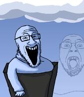 2soyjaks arm background box cloud distorted eyebrows glasses gradient hand happy open_mouth shading soyjak stubble subvariant:threefourthsplier tongue variant:bernd variant:markiplier_soyjak // 1194x1364 // 91.7KB