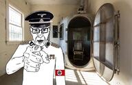 armband clothes gas_chamber glasses hat irl_background iron_cross medal nazism open_mouth pointing pointing_at_viewer swastika totenkopf uniform variant:unknown window // 1358x876 // 238.4KB