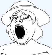 clothes double_chin fat female glasses hair hat open_mouth subvariant:gapejak_female template variant:gapejak // 940x992 // 23.9KB