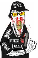 angry arm baseball_cap blood bloodshot_eyes bracelet cap clenched_teeth clothes cracked_teeth ear earmuffs fan firearm glasses glock glock_47 gun hat heart holding_gun holding_object holding_pistol i_love logo nosebleed pistol red_eyes soyjak stubble subvariant:feralrage tactical tattoo text tshirt variant:feraljak weapon // 801x1211 // 540.0KB