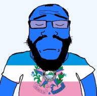 argyria arm balding beard blue_skin brazil calm closed_eyes closed_mouth clothes depressed emblem espírito_santo flag:espírito_santo frown glasses hair meta:tagme sad soyjak star subvariant:science_lover text variant:markiplier_soyjak // 828x817 // 237.2KB