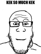 closed_mouth glasses kek smile soyjak stubble text variant:markiplier_soyjak // 500x666 // 107.9KB