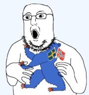 animal arm bear buskerud county flag flag:buskerud flag:norway flag:sweden glasses hair hand norway open_mouth soyjak stubble teeth tongue transparent_background variant:norwegian // 723x770 // 100.7KB