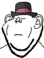 barneyfag closed_eyes clothes don_turtelli ear hat its_over sad soyjak stubble text variant:impish_soyak_ears // 479x635 // 120.0KB