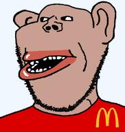 amerimutt clothes ear mcdonalds mutt mutt_lips red_lips red_shirt series:fusionjaks series:muttverse series:skinny_soyjaks soyjak stubble subvariant:impish_amerimutt subvariant:skinny_amerimutt subvariant:skinny_soyak_ears tan_skin template variant:impish_soyak_ears // 598x632 // 14.5KB