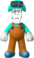 bald closed_mouth clothes futurama glasses hat logo overalls plumber stubble subvariant:neutralplier super_mario_bros variant:markiplier_soyjak wrinkles // 1332x2271 // 1.7MB