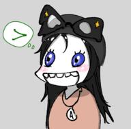 anime arrow beanie blue_eyes blush clothes cute female hair redraw variant:soytan // 764x747 // 168.6KB