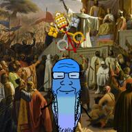 blue_skin calm catholic catholicism christianity closed_eyes crusade keys_of_heaven painting variant:markiplier_soyjak // 720x720, 21.7s // 17.8MB