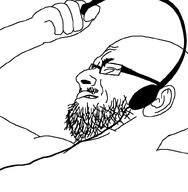 bald beard disgusted glasses headphones soyjak template variant:unknown white_background wrinkles // 784x800 // 26.6KB