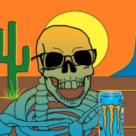 cactus can desert drawn_background glasses gradient monster_energy open_mouth series:skeletonjaks skeleton soyjak sun sunset variant:feraljak // 1500x1500 // 784.2KB