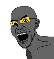 admin angry ear glasses grey_skin mouth_open nuvariant screaming soot soyjak_party stubble teeth variant:unknown yellow_glasses yellow_sclera // 536x580 // 22.0KB