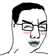 ahegao blush eyelashes glasses hair manga open_mouth soyjak variant:chudjak // 708x752 // 55.9KB