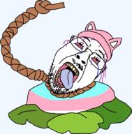 beanie bloodshot_eyes clothes crying dead glasses hair hat mustache open_mouth plant plants_vs_zombies purple_hair rope soyjak stubble tongue tranny variant:bernd video_game // 1186x1205 // 55.3KB