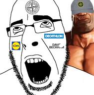 ahegao bara brand buff david_beckham decathlon glasses lidl looking_up open_mouth sex soyjak stone_island stubble tattoo variant:cobson // 707x720 // 284.3KB