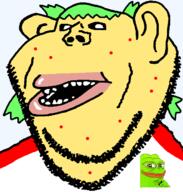 4chan acne amerimutt anime frog green_hair hair mutt pepe subvariant:impish_amerimutt variant:impish_soyak_ears yellow_skin yotsoyba // 598x628 // 46.8KB