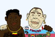 2soyjaks africa aids bbc black_skin bone caucasus chain communism earring hair hammer_and_sickle hand kavkaz kolovrat lgbt necklace nose nose_piercing patch patches ring russia russian_flag transgender_flag variant:alicia yellow_skin z_(russian_symbol) // 2000x1350 // 227.1KB