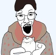 2soyjaks azeria_tristea brown_hair egg eyebrows glasses holding_object hoodie open_mouth soyjak traced transparent_background variant:impish_soyak_ears variant:unknown white_skin // 469x461 // 19.8KB