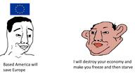2soyjaks amerimutt brown_skin closed_mouth country ear european_union flag flag:european_union hair nas:amerimutt smile soyjak star_(symbol) subvariant:chudjak_amerimutt text united_states variant:chudjak // 960x546 // 69.5KB