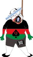 ack amerimutt black_lives_matter crying ear flag flag:pan-african full_body gemersonlakeandpalmer_(user) hanged hanging pan_african queen_of_spades rope soyjak spade subvariant:ackmutt suicide teeth text tongue variant:bernd // 409x708 // 106.5KB