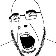 animated closed_eyes glasses open_mouth sneeze sound soyjak spit stubble variant:cobson video // 1080x1080, 4s // 1.8MB