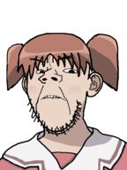 anime anime_female azumanga_daioh female frown mihama_chiyo pigtails soyjak stubble variant:kuzjak // 450x600 // 17.8KB