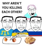 angry chebureki cooking crimean_tatar cutting eyes_closed friends friendship globohomo happy million_must_die onion russia smiling_friends table text tranny ukraine variant:chudjak variant:feraljak writing_on_shirt // 1095x1176 // 393.2KB