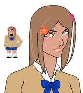 bow bowtie brown_skin female flower gyaru gyarujak kogal looking_at_you makeup plant ponpon ponytail school_uniform variant:cobson // 902x1018 // 73.5KB