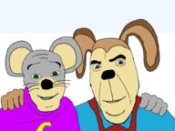 2soyjaks animal blue_shirt charles chuck_e_cheese clothes dog dog_ear ear hand jasper jasper_t_jowls mouse mouse_ears no_more_brother_wars purple_shirt smile soyjak teeth tshirt variant:cobson variant:feraljak whisker // 1024x768 // 214.8KB