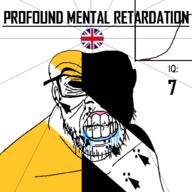 angry bald bell_curve black_eyes black_hole black_sclera british clenched_teeth closed_mouth country cracked_teeth drool ear england flag flag:norfolk flag:united_kingdom glasses hair iq iq_bell_curve mustache nightmare_fuel no_pupils norfolk profound_mental_retardation retard soyjak stubble text united_kingdom variant:feraljak wrinkles // 1024x1024 // 80.9KB