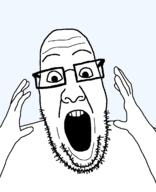 animated arm excited glasses hand open_mouth pedophilia soyjak stubble variant:ppp // 1000x1233 // 1.1MB