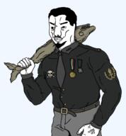 belt black_shirt buff fascism fascist_italy fish italian_flag italy medal muscles muscular_male skull skull_and_bones smug uniform variant:chudjak // 1189x1280 // 121.6KB