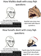 arab bald beard closed_mouth english_text glasses hadith hanafi_school hood islam maliki_school nas:yes_chad religion smug soyjak tan_skin theology turban variant:soyak wordswordswords // 640x871 // 332.7KB