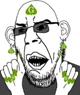 andrew_tate ear earring facial_mark forehead_mark glasses green lips merge open_mouth painted_nails soyjak spade stubble subvariant:slutson variant:chudjak variant:cobson // 723x861 // 100.1KB