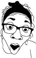 female glasses hair nigger nose_piercing open_mouth soyjak variant:unknown // 429x673 // 47.4KB