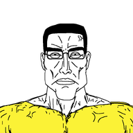 creator_(user) front_facing glasses meta:namefags meta:self_insert subvariant:perceptive_chud thick_eyebrows variant:chudjak vein yellow_shirt // 799x799 // 18.2KB