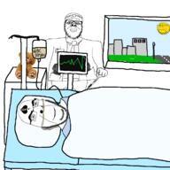 3soyjaks bbc bed british_broadcasting_corporation closed_eyes closed_mouth clothes doctor dr_soyberg drawn_background gigachad glasses hand hospital iv_bag pointing pointing_at_viewer queen_of_spades sad smile soyjak stubble subvariant:wholesome_soyjak sun tattoo variant:a24_slowburn_soyjak variant:cobson variant:gapejak // 1200x1200 // 304.0KB