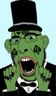bbc clothes discord facial_mark forehead_mark frog glasses green_skin hat nose_piercing nose_ring open_mouth painted_nails pepe queen_of_spades soyjak stubble subvariant:slutson text variant:cobson // 769x1312 // 425.3KB
